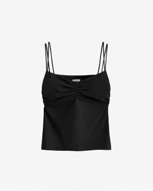 Cuyana Gathered Front Cami Muskelshirt Damen Schwarz | ELJ5076IY