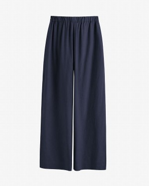 Cuyana Linen Weite Leg Hose Damen Navy | ZBD3341BZ