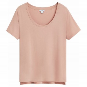 Cuyana Pima Scoop Neck Tee T-shirts Damen Rosa | VFL5061KT