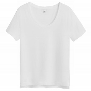 Cuyana Pima Scoop Neck Tee T-shirts Damen Weiß | ZTG4961PH