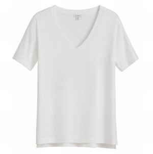 Cuyana Pima V-Neck Tee T-shirts Damen Weiß | PIF4615JT