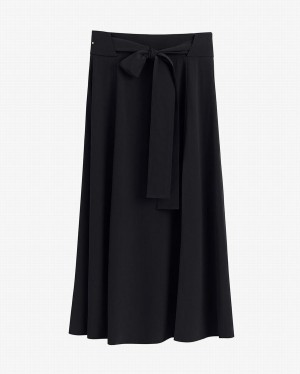 Cuyana Silk Belted Midi GolfSkirts Damen Schwarz | GSC7153AH