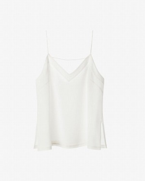 Cuyana Silk Cami Muskelshirt Damen Weiß | QKJ4942PC