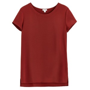 Cuyana Silk High-Low Tee T-shirts Damen Dunkelrot | SAC3813OI