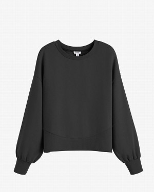 Cuyana Terry Balloon Sleeve Sweatshirts Damen Schwarz | YXG3832EE