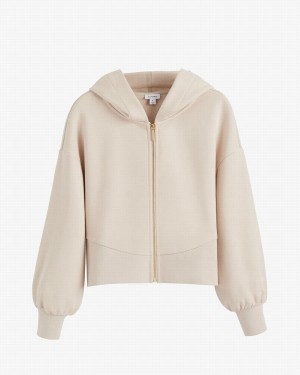 Cuyana Terry Zip Front Hoodie Damen Weiß Weiß | XNT470QA