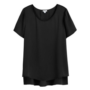 Cuyana Washable Charmeuse High-Low Top T-shirts Damen Schwarz | YRT1151GH