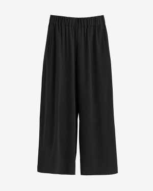 Cuyana Washable Silk Weite-Leg Cropped Hose Damen Schwarz | PHM556LC