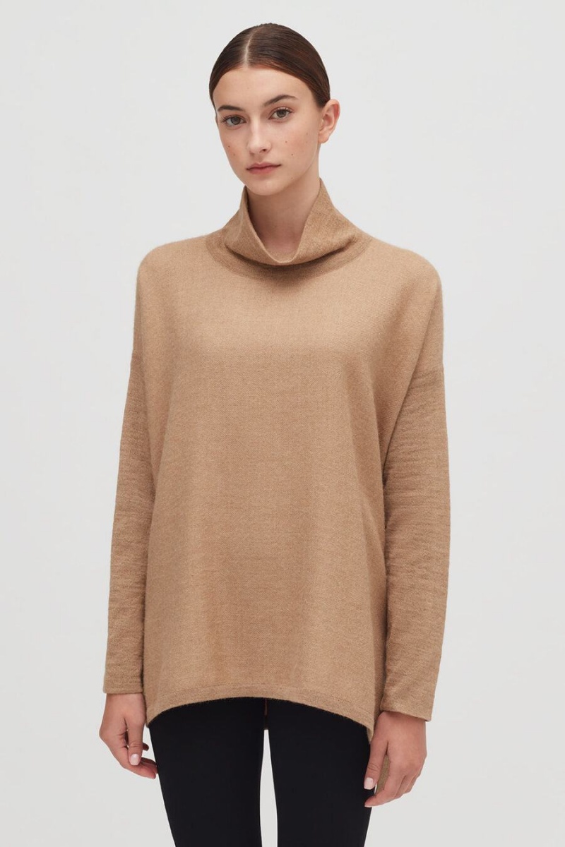 Cuyana Alpaca Open-Back Turtleneck Pullover Damen Braun | WIJ1152CS