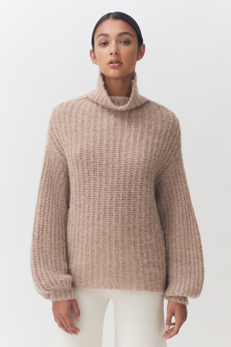 Cuyana Alpaca Wolle Turtleneck Pullover Damen Khaki | IEU529QM