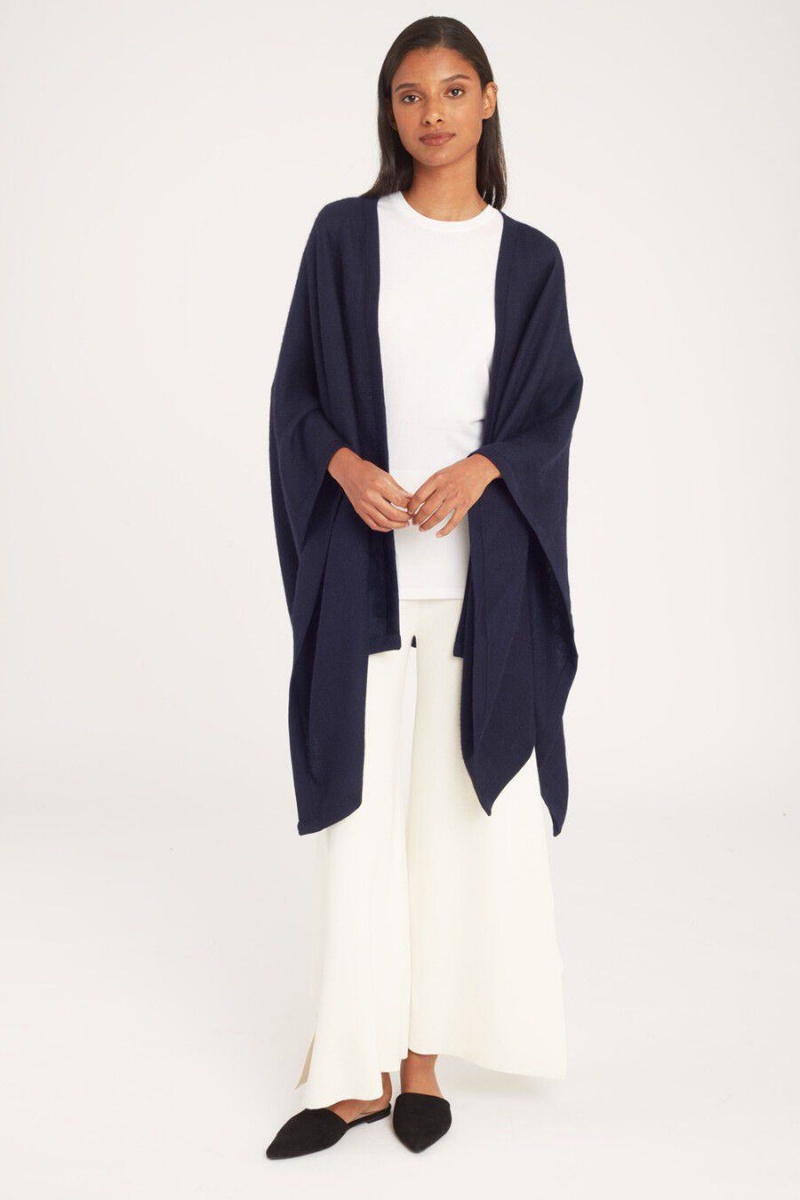 Cuyana Baby Alpaca Square Edge Cape Pullover Damen Navy | FWP2350UB