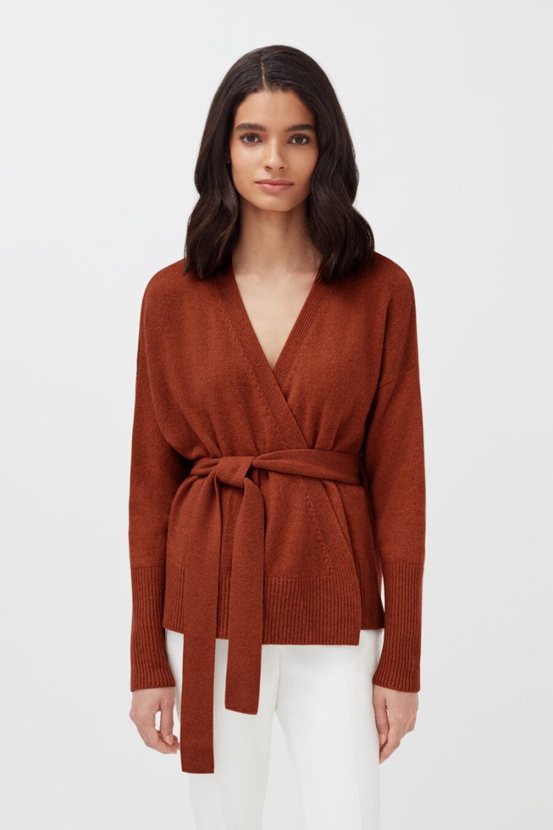 Cuyana Cashmere Soft Wrap Pullover Damen Dunkelorange | BQS1888OX