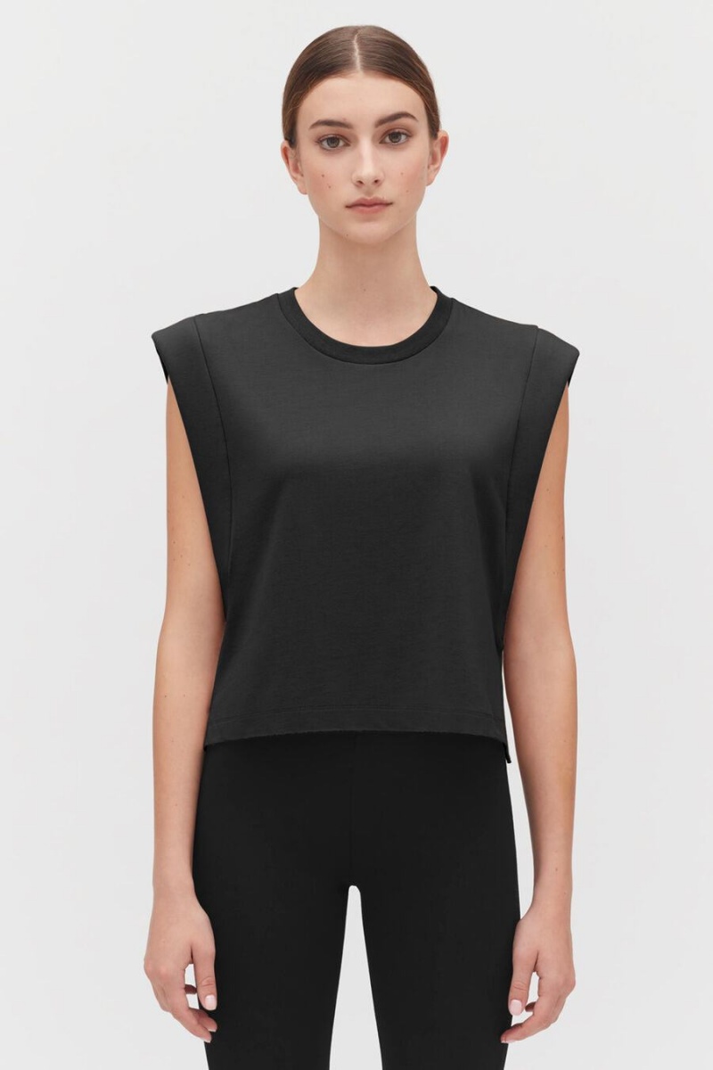 Cuyana Cropped Muskelshirt Damen Schwarz | MFG126RL