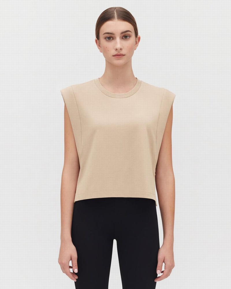 Cuyana Cropped Muskelshirt Damen Weiß Weiß | DRC3593MH