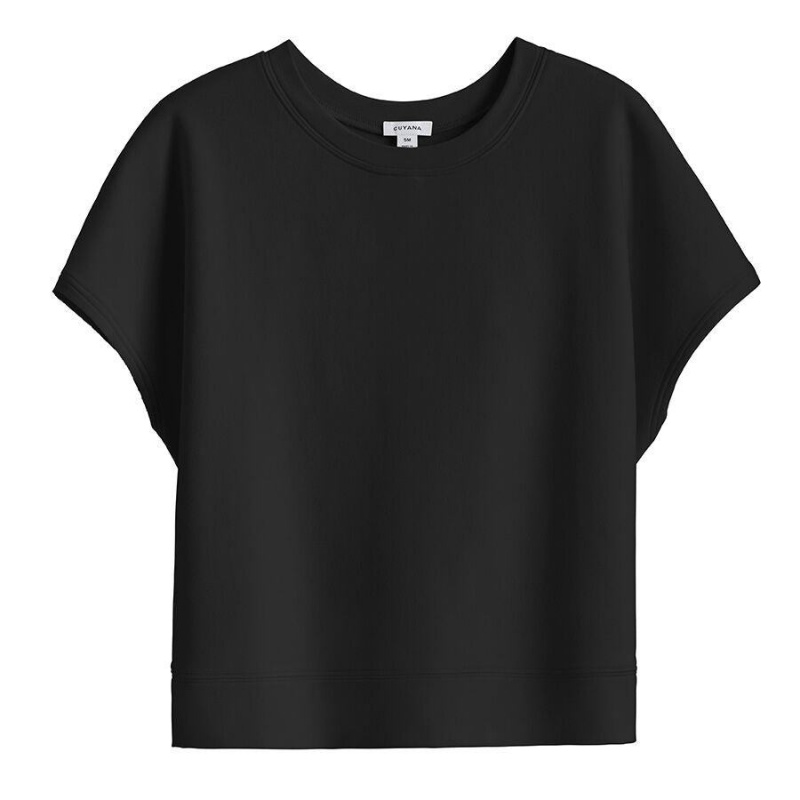 Cuyana French Terry Kurzes Sleeve Sweatshirts Damen Schwarz | WYP8550XZ