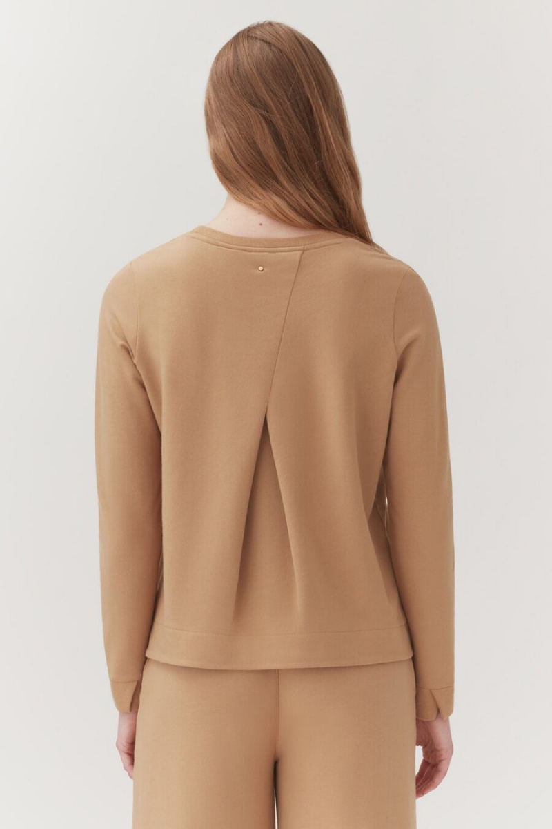 Cuyana French Terry Pleat-Back Sweatshirts Damen Braun | HVB10066EA