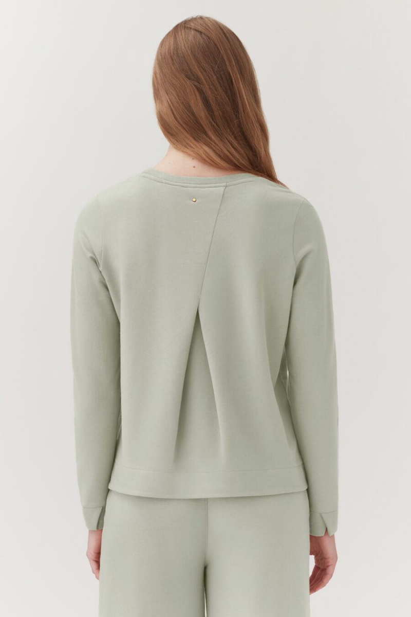 Cuyana French Terry Pleat-Back Sweatshirts Damen Grün | EGR7359IJ