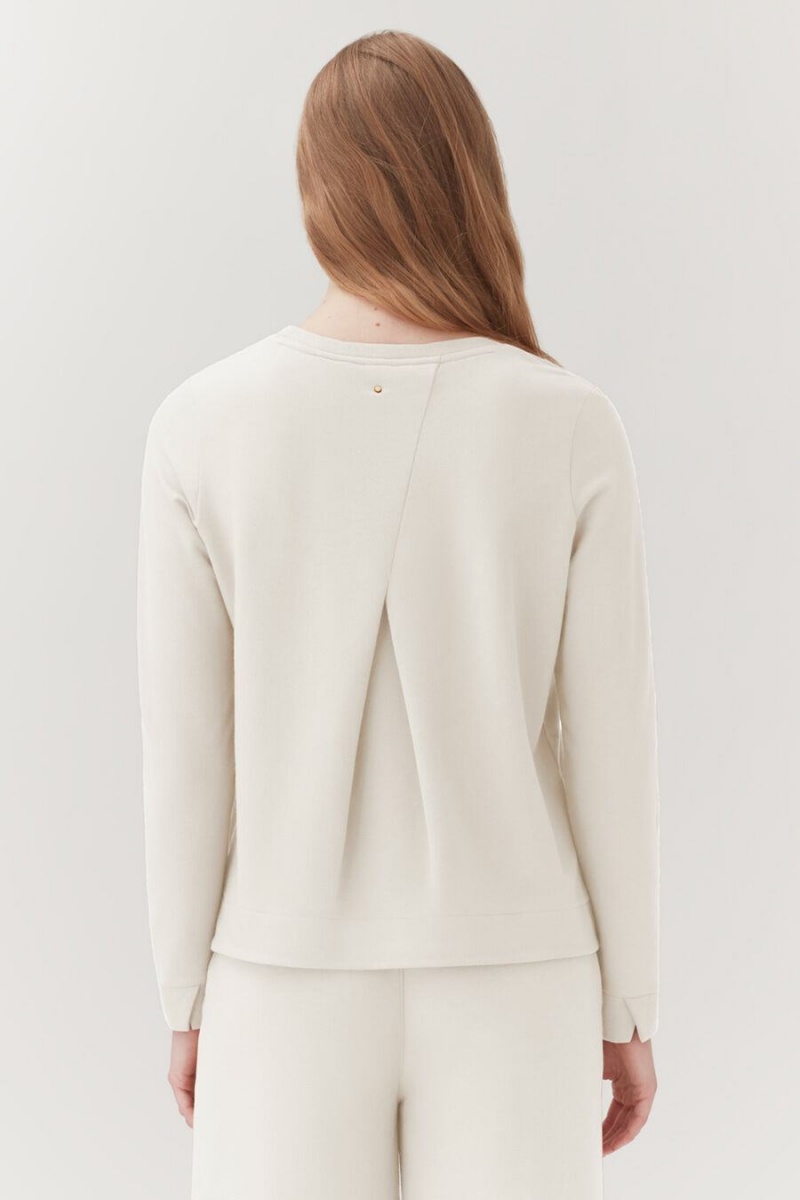 Cuyana French Terry Pleat-Back Sweatshirts Damen Weiß | ZQY296AX