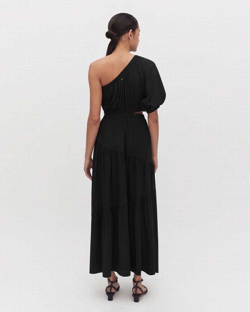 Cuyana Gathered One Shoulder Kleid Damen Schwarz | QWS3950XO