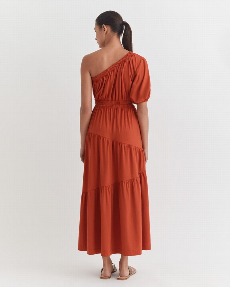 Cuyana Gathered One Shoulder Kleid Damen Orange | XVD9486YX