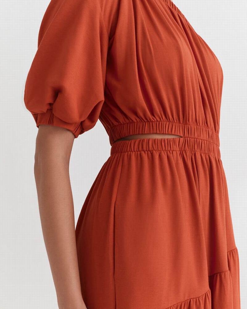 Cuyana Gathered One Shoulder Kleid Damen Orange | XVD9486YX