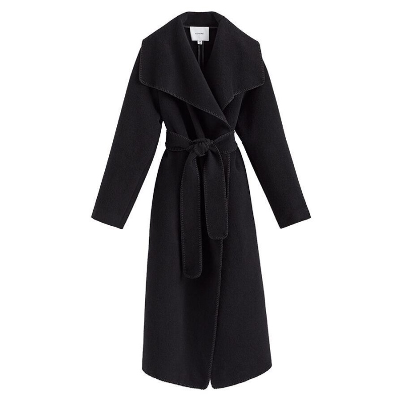 Cuyana Light Wolle Wrap Mäntel Damen Schwarz | ABX830QM