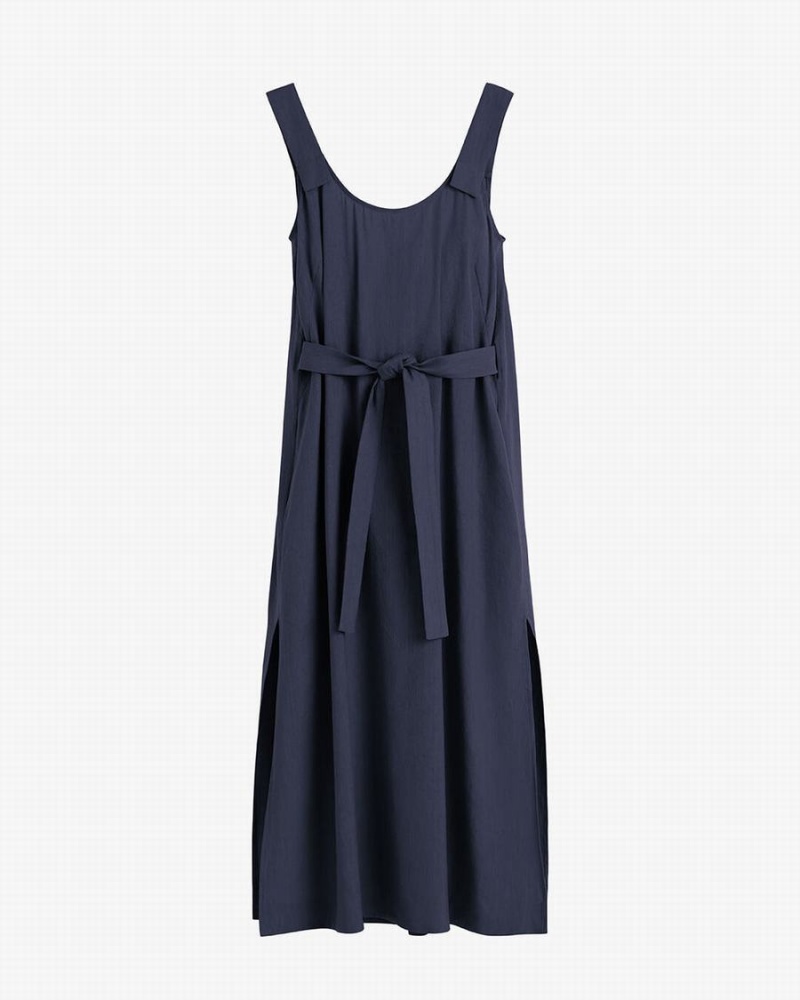 Cuyana Linen Gathered Back Kleid Damen Navy | GRW8821UK