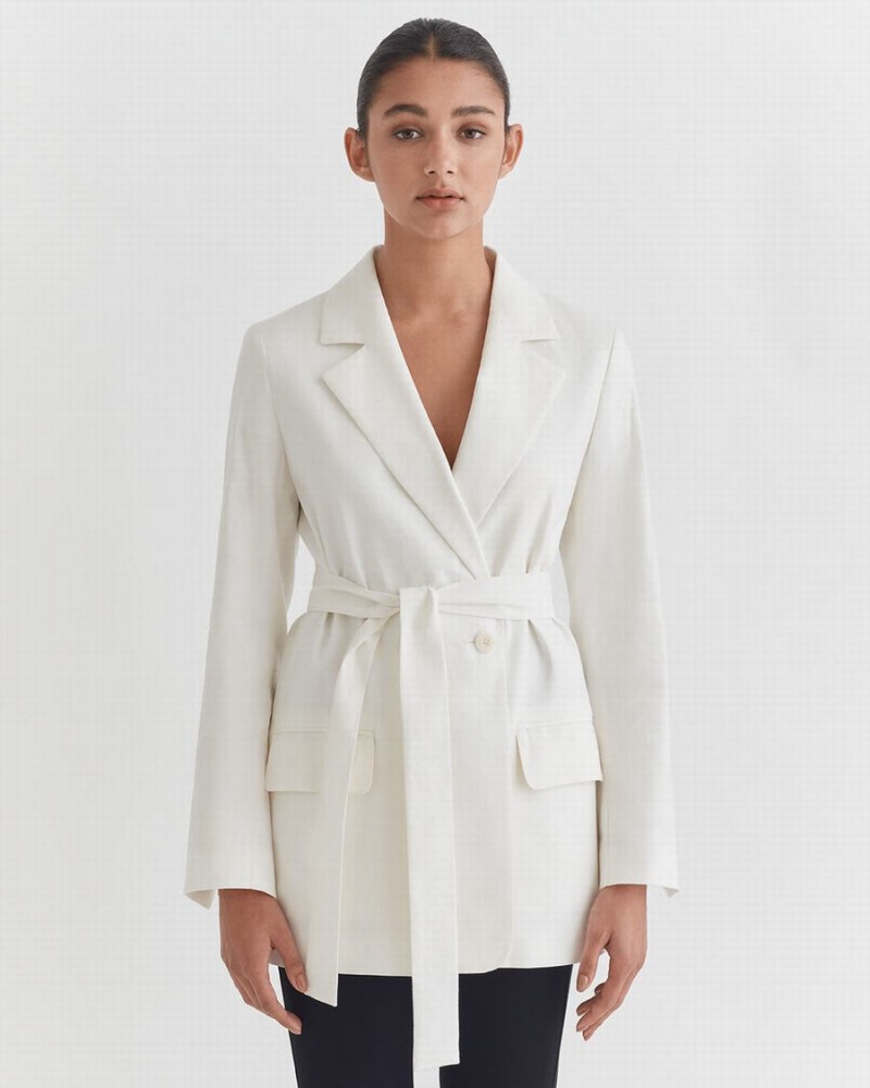 Cuyana Linen Relaxed Blazer Damen Weiß | BHT1022OP