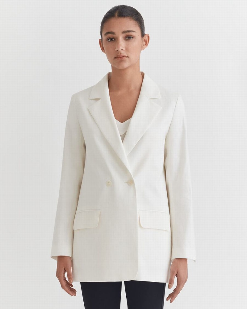 Cuyana Linen Relaxed Blazer Damen Weiß | BHT1022OP