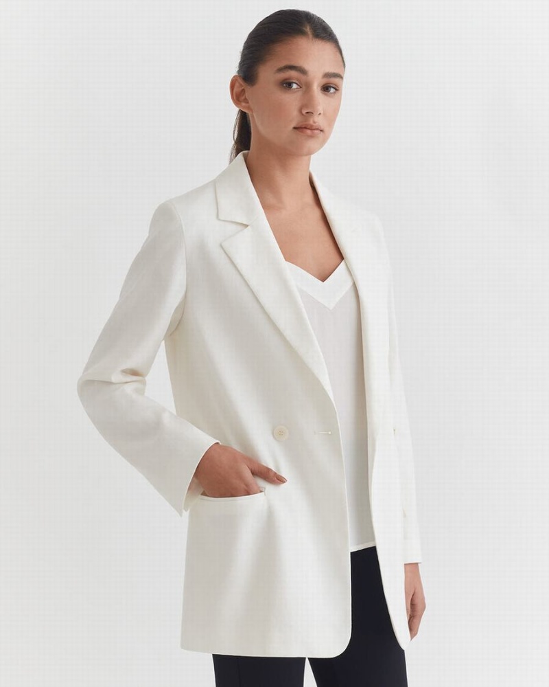 Cuyana Linen Relaxed Blazer Damen Weiß | BHT1022OP