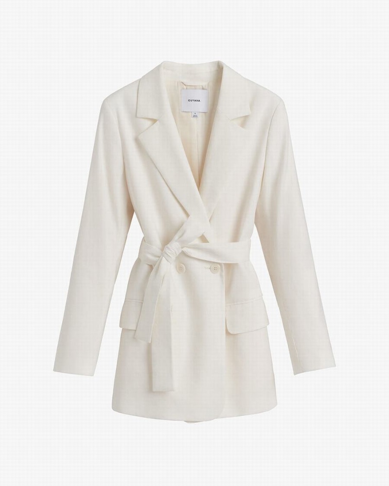 Cuyana Linen Relaxed Blazer Damen Weiß | BHT1022OP