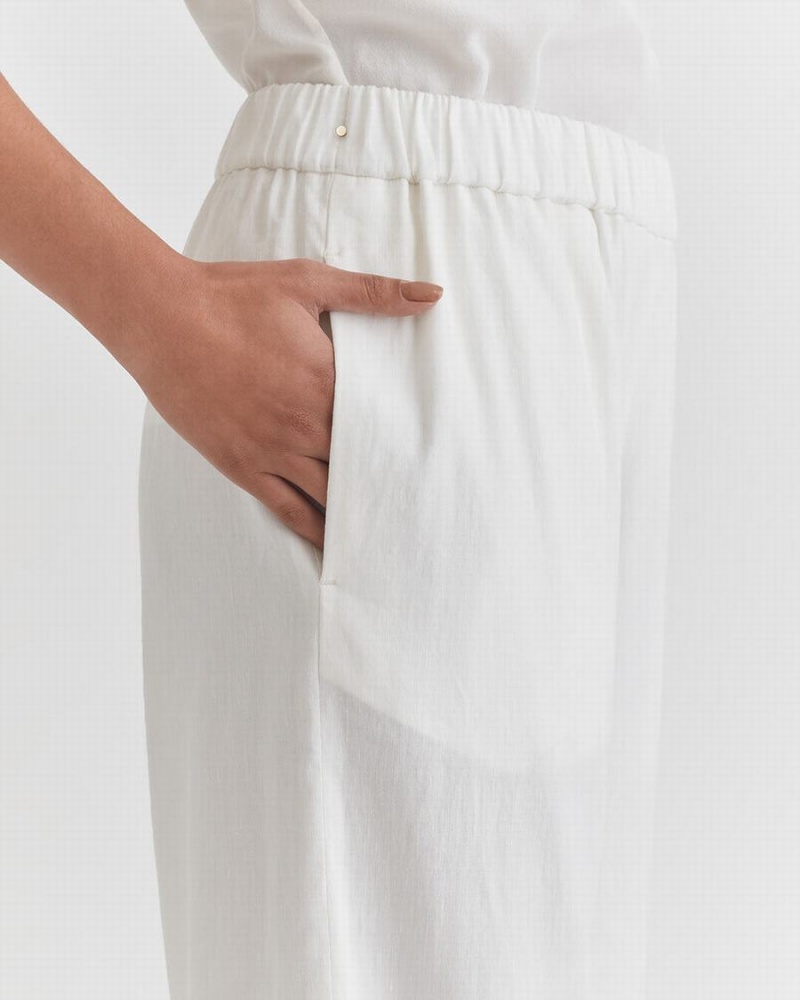 Cuyana Linen Weite Leg Hose Damen Weiß | EZO6495JX