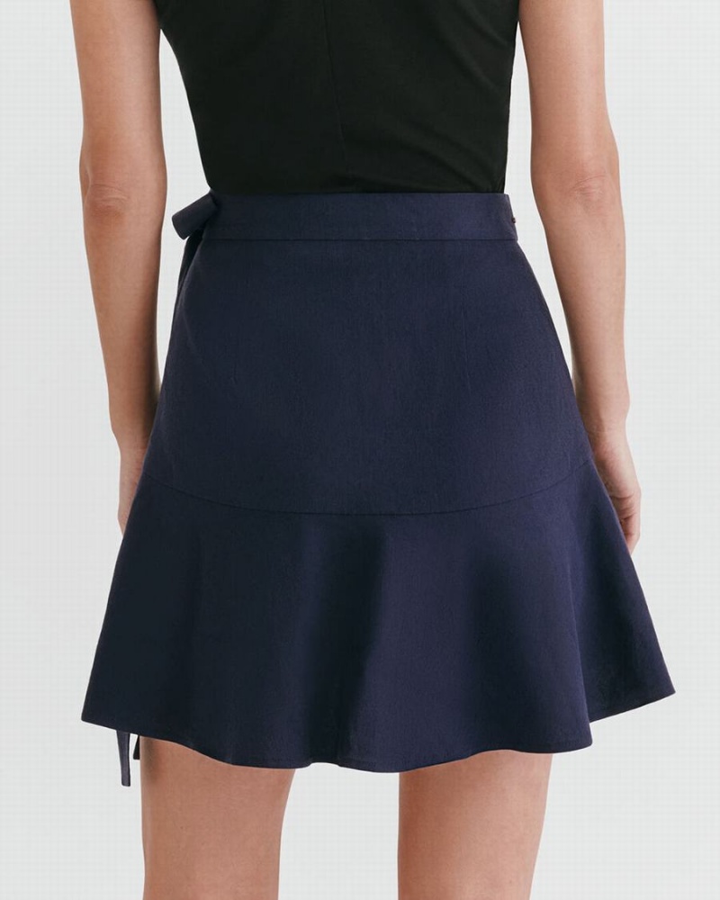 Cuyana Linen Wrap Mini GolfSkirts Damen Navy | USS8119ER