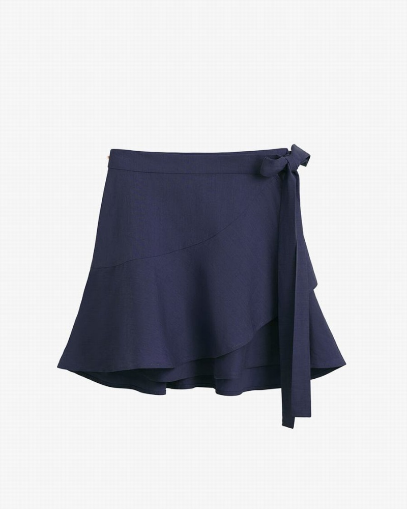 Cuyana Linen Wrap Mini GolfSkirts Damen Navy | USS8119ER