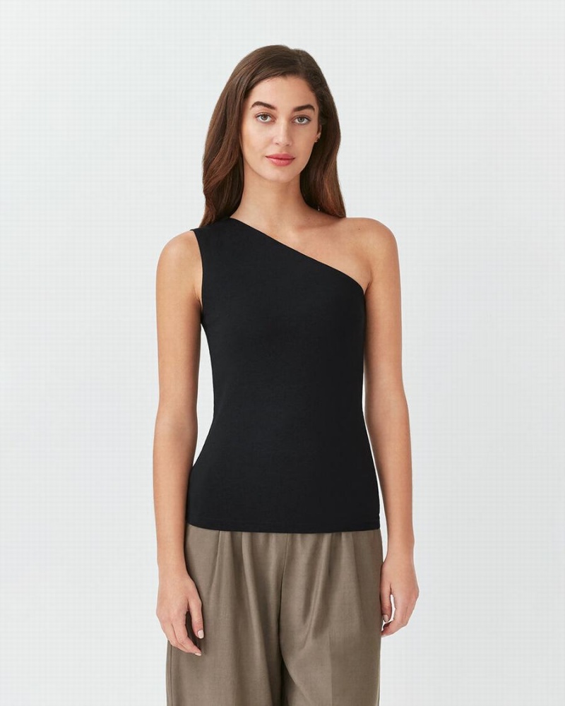 Cuyana One Shoulder Top Muskelshirt Damen Schwarz | JMS394DD