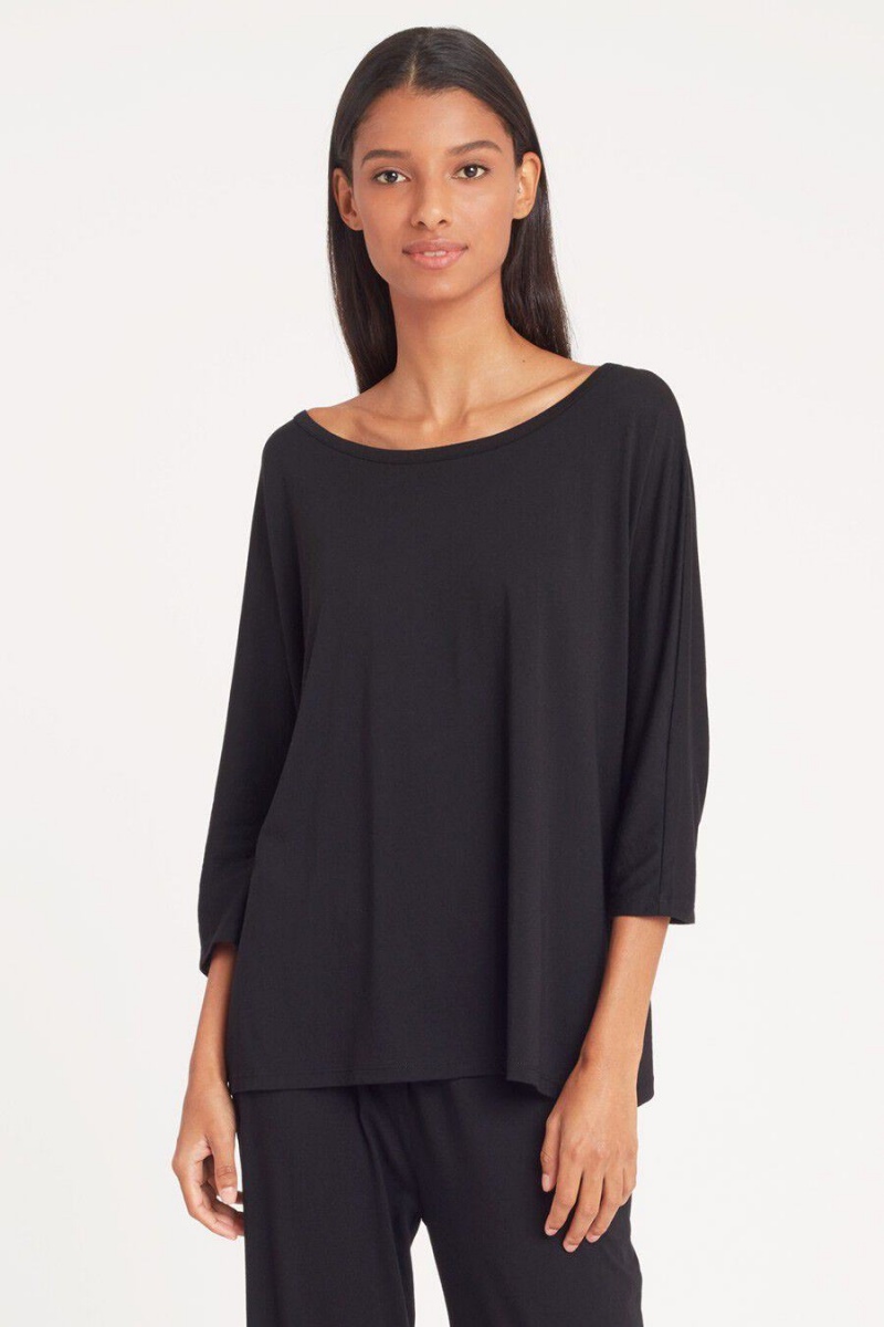 Cuyana Organic Pima Drape-Back T-shirts Damen Schwarz | NEI7752JU