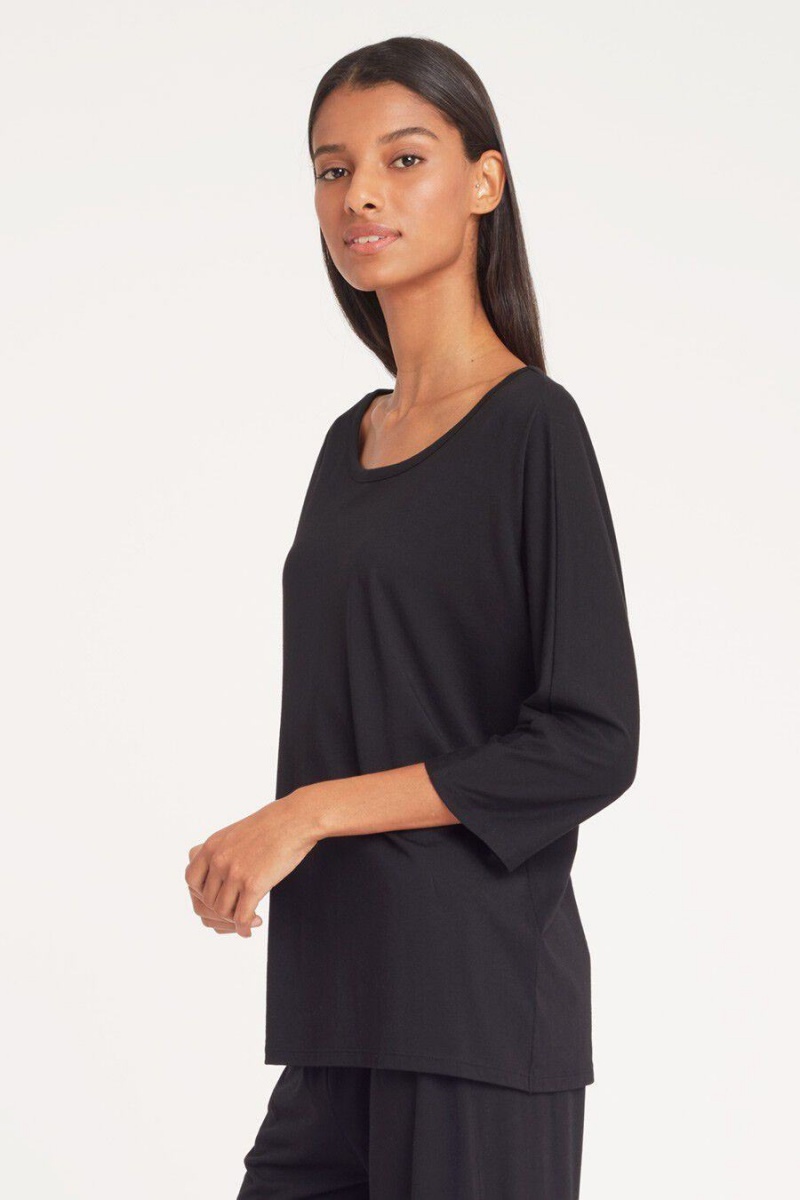 Cuyana Organic Pima Drape-Back T-shirts Damen Schwarz | NEI7752JU