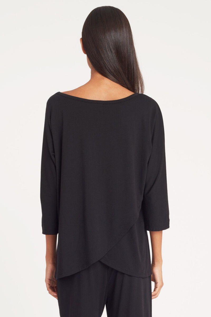 Cuyana Organic Pima Drape-Back T-shirts Damen Schwarz | NEI7752JU