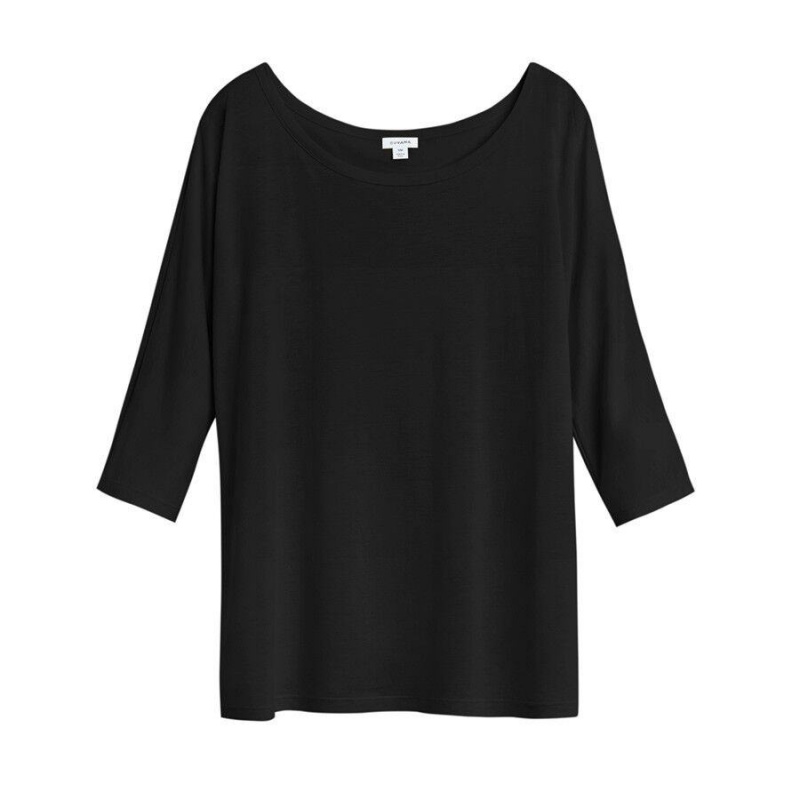 Cuyana Organic Pima Drape-Back T-shirts Damen Schwarz | NEI7752JU