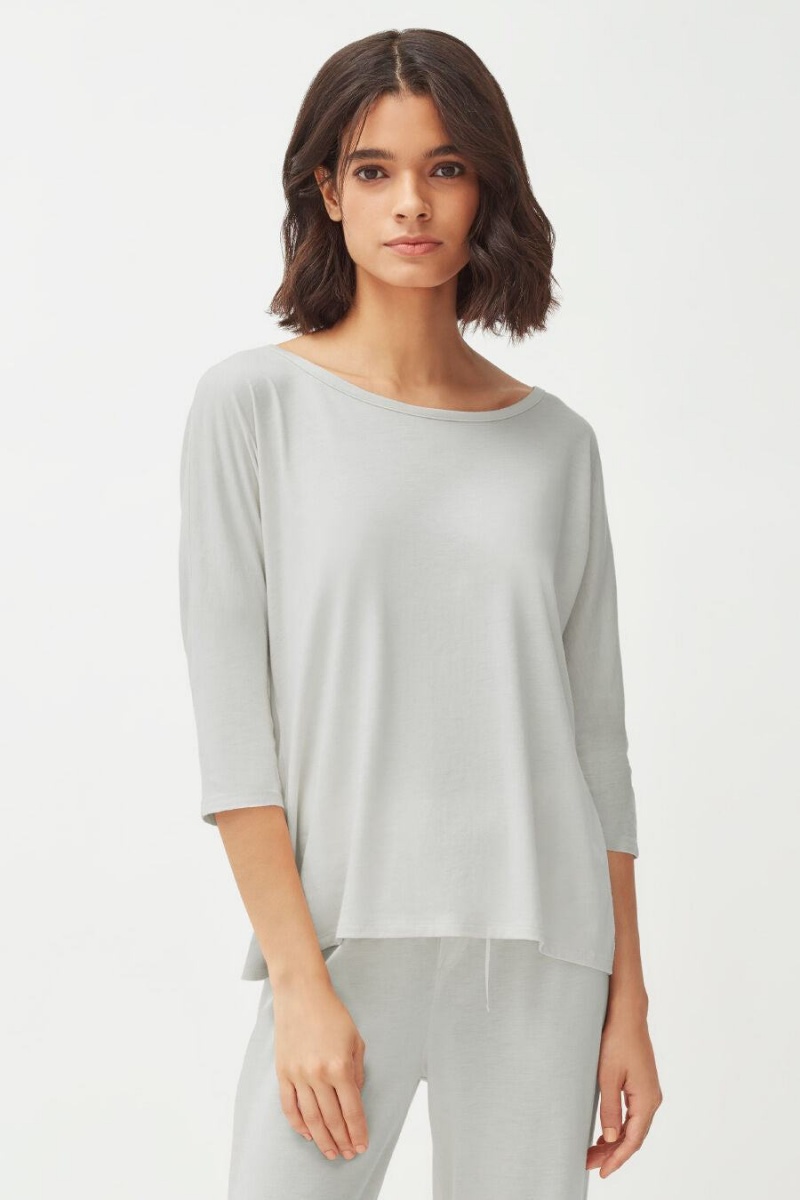 Cuyana Organic Pima Drape-Back T-shirts Damen Grau | FSM15MJ