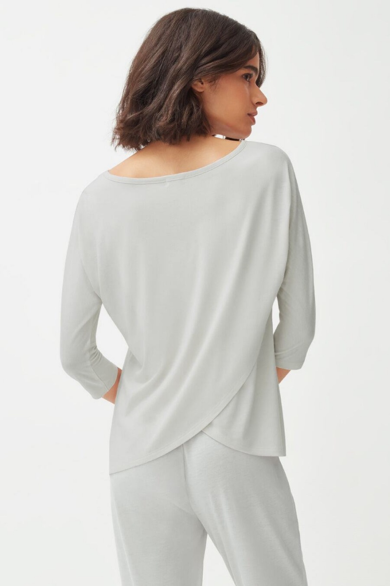 Cuyana Organic Pima Drape-Back T-shirts Damen Grau | FSM15MJ