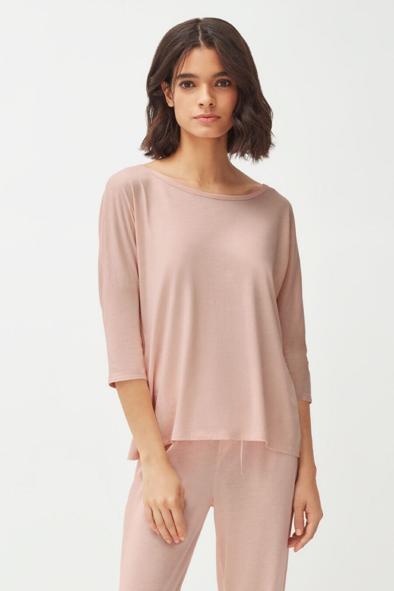 Cuyana Organic Pima Drape-Back T-shirts Damen Rosa | LGN3698MV