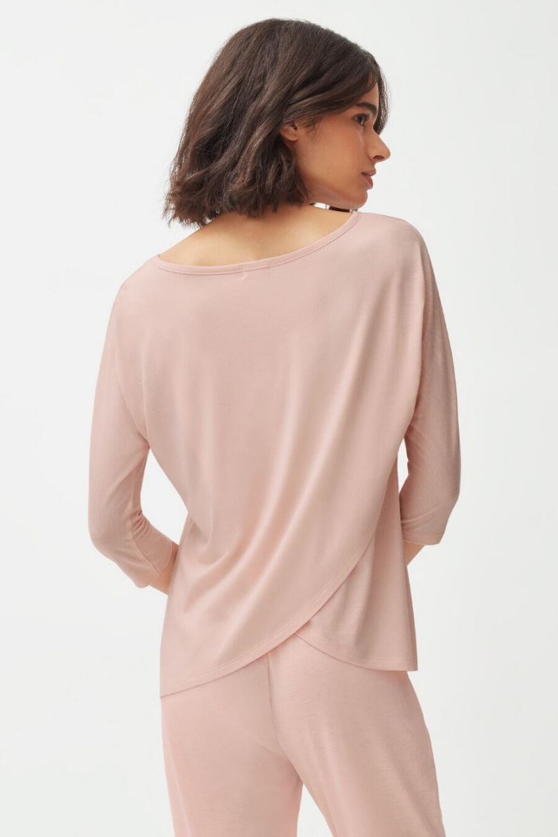 Cuyana Organic Pima Drape-Back T-shirts Damen Rosa | LGN3698MV