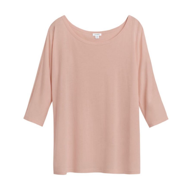 Cuyana Organic Pima Drape-Back T-shirts Damen Rosa | LGN3698MV