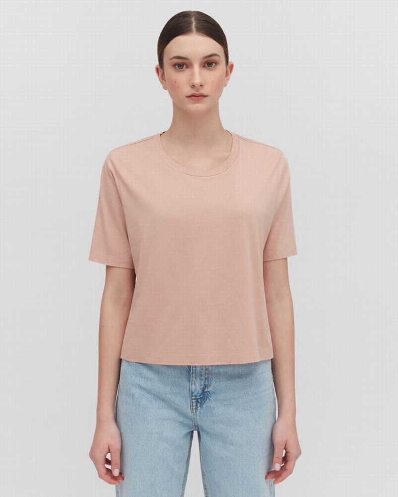 Cuyana Pima Cropped Tee T-shirts Damen Rosa | IGU6140DA