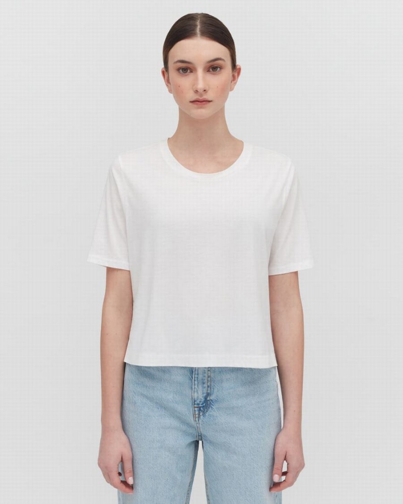 Cuyana Pima Cropped Tee T-shirts Damen Weiß | COA761JQ