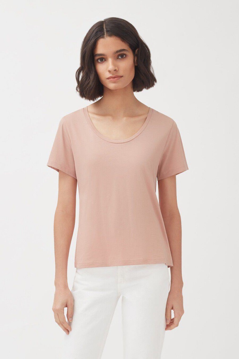 Cuyana Pima Scoop Neck Tee T-shirts Damen Rosa | VFL5061KT