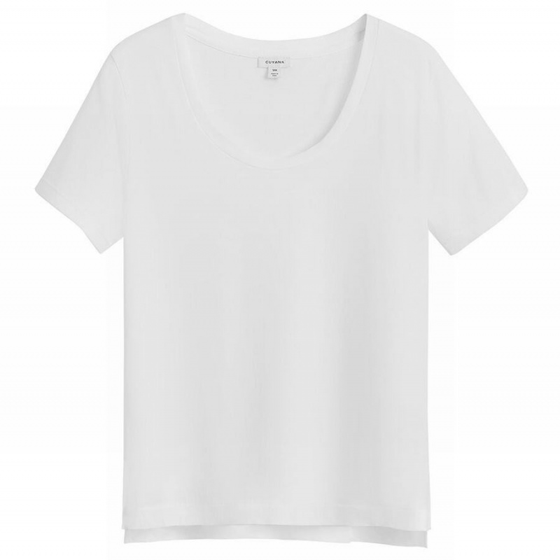 Cuyana Pima Scoop Neck Tee T-shirts Damen Weiß | ZTG4961PH