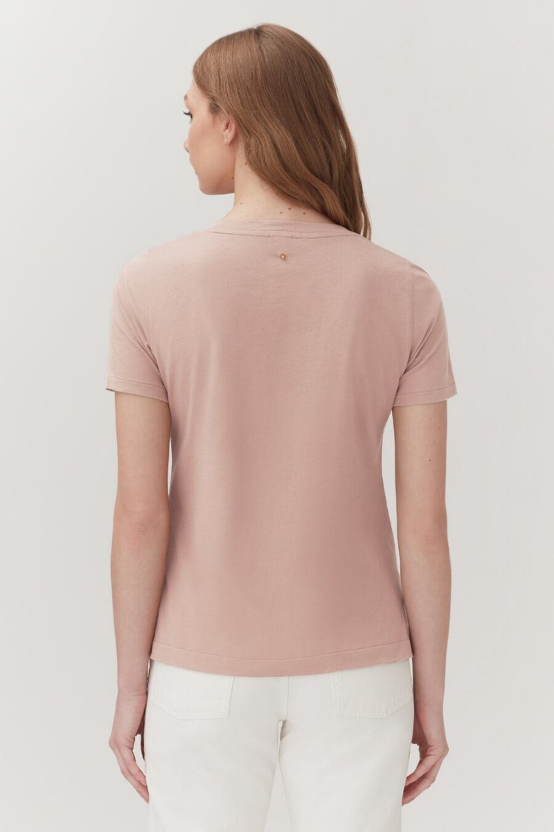 Cuyana Pima V-Neck Tee T-shirts Damen Rosa | PXT7959MC