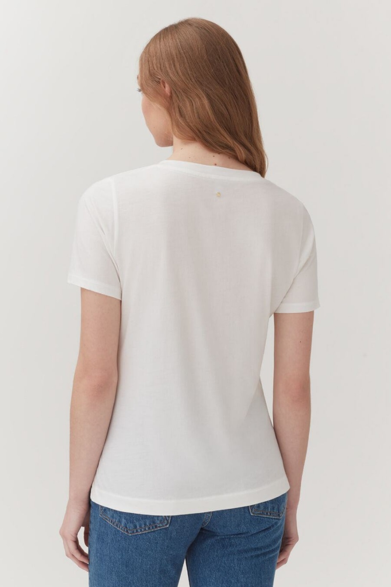 Cuyana Pima V-Neck Tee T-shirts Damen Weiß | PIF4615JT